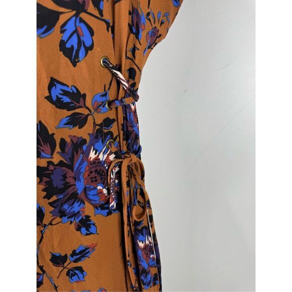Free People Women's Floral Short Sleeve Side Tie Jumpsuit brown Blue Size XS - Picture 4 of 6
